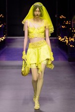 Versace Runway IT 38/ US 2 Floral Lace Corset Bustier Crop Top Yellow NWT 2,225