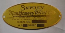 Sattley Brass Name Tag Plate Gas Engine Motor 