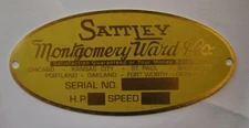 Sattley Brass Name Tag Plate Gas Engine Motor 