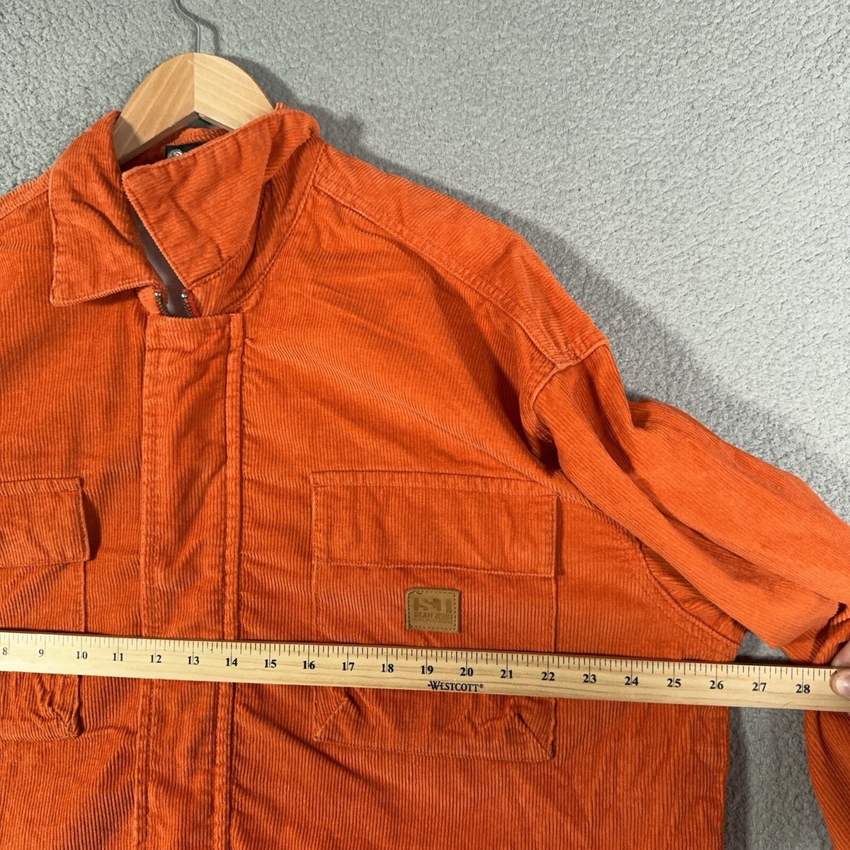 Vintage Sean John Jacket Men XL Orange Corduroy Full Zip