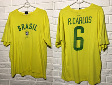 Vintage 90s BRAZIL Robert Carols World Cup T Shirt Nike NEYMAR RONALDO R9 1998 L