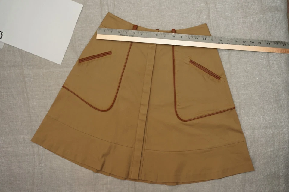 Cynthia Steffe Beige Womens Skirt Size 4 Front Buttons Closure - Image 4 of 4