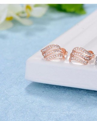 Simple Wave Earrings Micro Austrian Cubic Zirconia Pave 