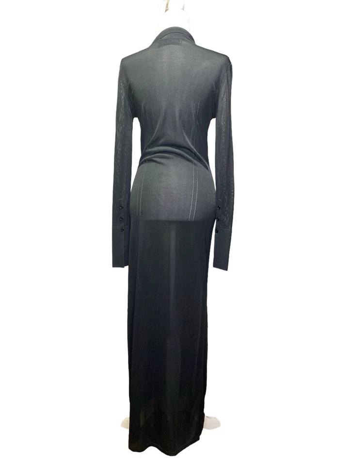 Maxi Vestido Aya Muse Amur Malla Botón Delantero Cuello Talla M Foto 2 de 4