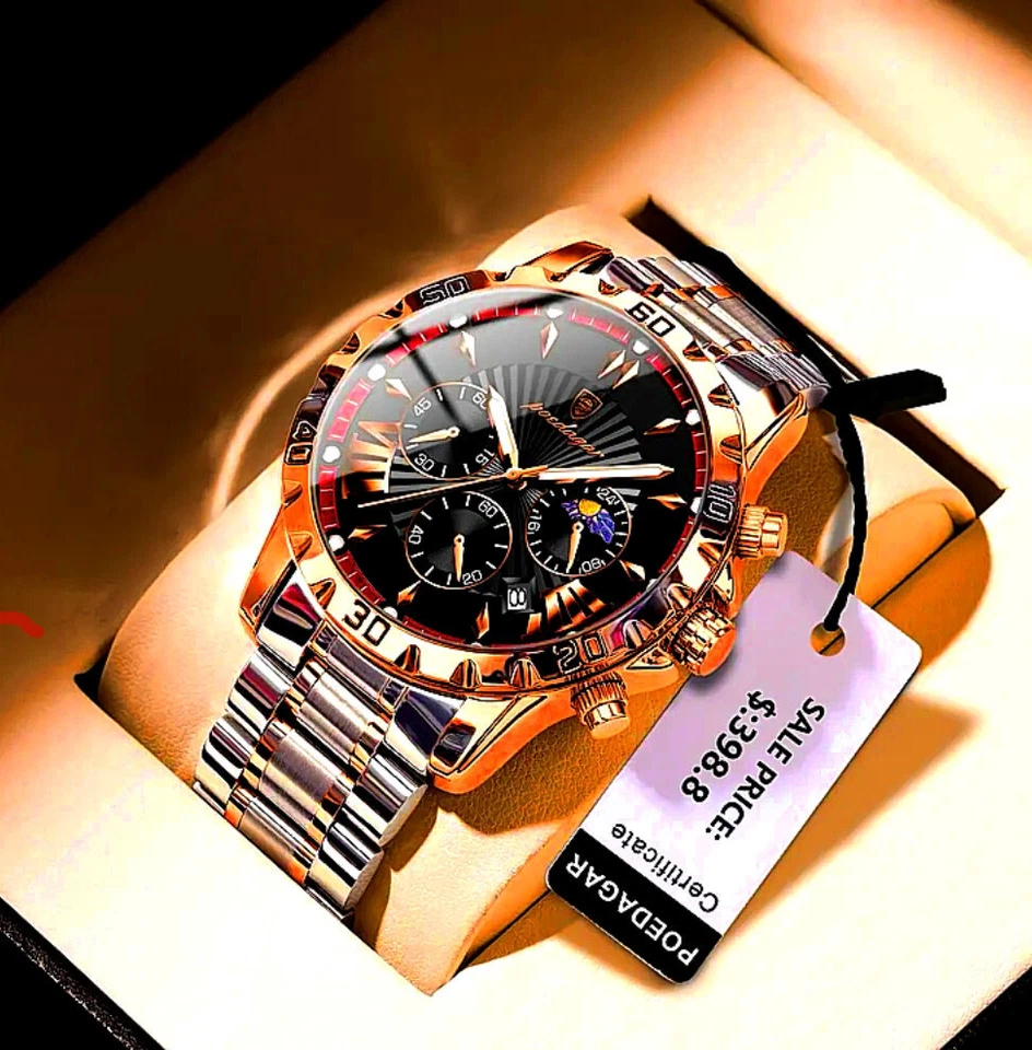 !!NUEVO!! Relojes de pulsera de acero inoxidable de lujo POEDAGAR (casuales, de negocios) Foto 3 de 4