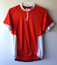 Nishiki mens orange & white cycling jersey elasticated waist 3 pockets US size M