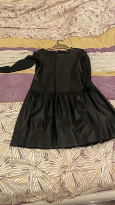 chinese dress ladies Black Faux Leather Short Sleeve Mini Dress - All Dresses