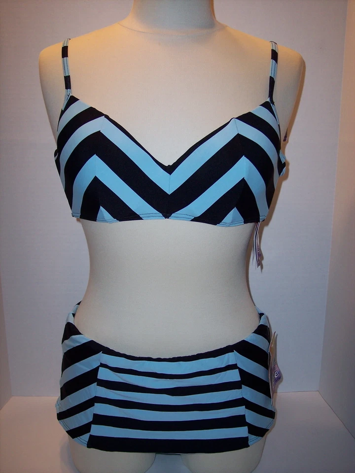 Sujetador Copa Coco Rave Talla 30/32D + Talla S Falda Bikini Calzoncillo Traje de Baño Rayas Nuevo con Etiquetas Foto 3 de 4