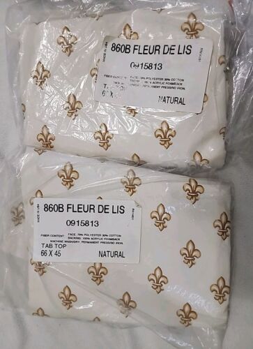 Insulated Curtains Fleur De Lis Tab Top Off White Brown 66 W x 45 L Set Of 2 USA