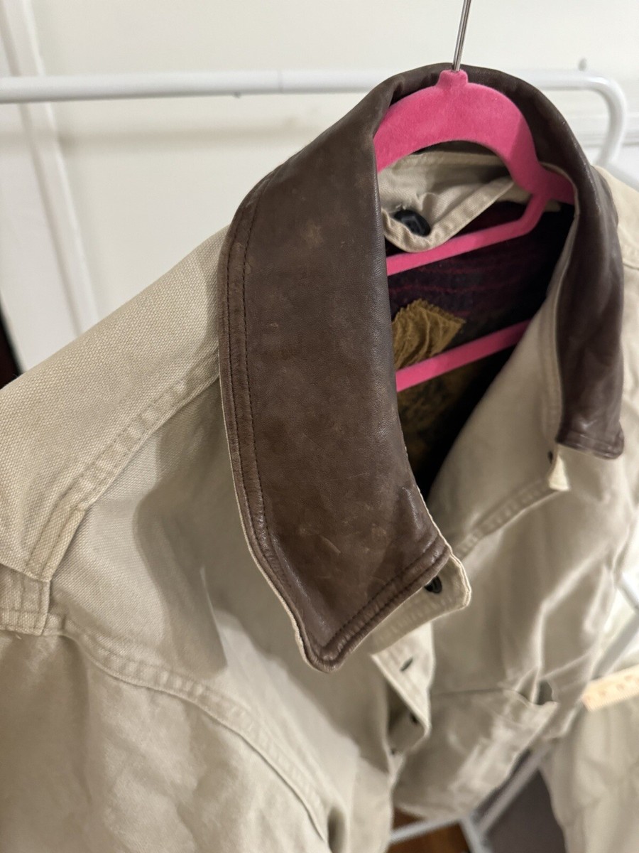 vintage mens woolrich field coat Leather Collar fits XL | eBay