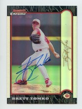 1999 Bowman Chrome Gold Refractors Reds Baseball Card #59 Brett Tomko /25 Auto