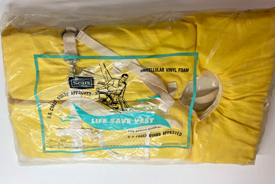 VTG Sear Buoyant life Save jacket preserver yellow adult  in original package