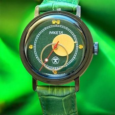 Orologio uomo Raketa Copernicus verde vintage meccanico sovietico anni 90 quadrante sole raro