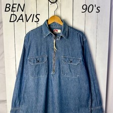 Ben Davis Chambray Denim Shirt Half Zip 90s L-XL Japan