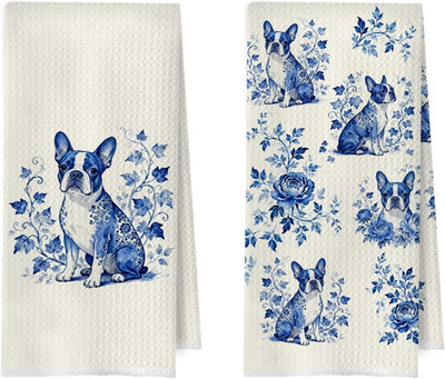 Boston Terrier Kitchen Towels Set - Grandmillennial Boston Terrier Gifts Decorat
