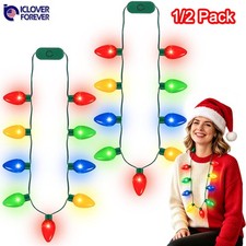 1/2 Pack Christmas LED Light Necklace Glowing Gift fr Xmas Holiday Party 3 Modes