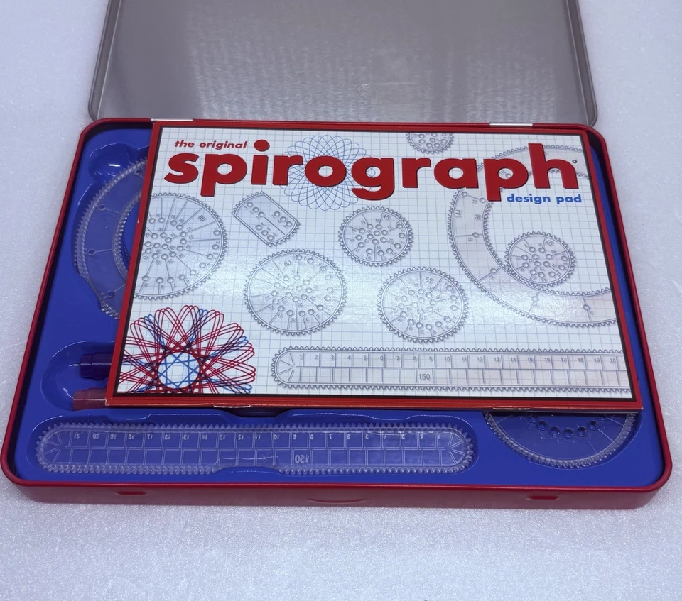 Spirograph Design Tin Set Original Super Deluxe Toy Kids Art Case Travel Kit 25 - Image 3 of 4