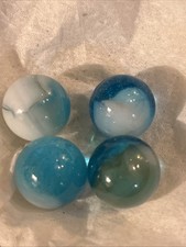 4 Aquamarine Vintage Sky Blue HTF Vintage Vitro Agate Marble