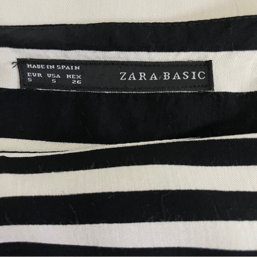 Zara Basic Size Small Black & White Striped Shift… - image 5