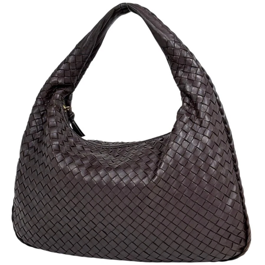 Bottega Veneta — Bottega Veneta Intrecciato Hobo Leather Dark Brown Shoulder Bag 115653 #BS372