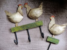 Wandhalter,Kleider-oder Handtuchhalter,Küche,Flur,Hühner,Metall, wie neu