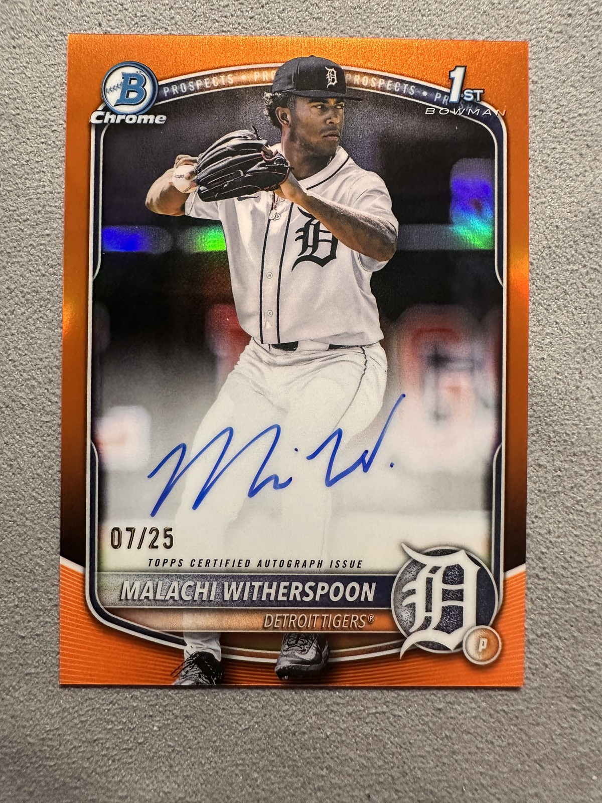 Malachi Witherspoon 2025 Bowman Draft #CPA-MW 1st Chrome True Orange #/25 Auto