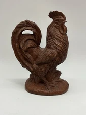Vintage Red Mill Mfg Rooster Figurine Hand Carved Pecan Shell Resin 7” USA