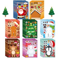Christmas Stickers, 24 Sheets Make a Face Your Own Sticker Stocking Stuffers