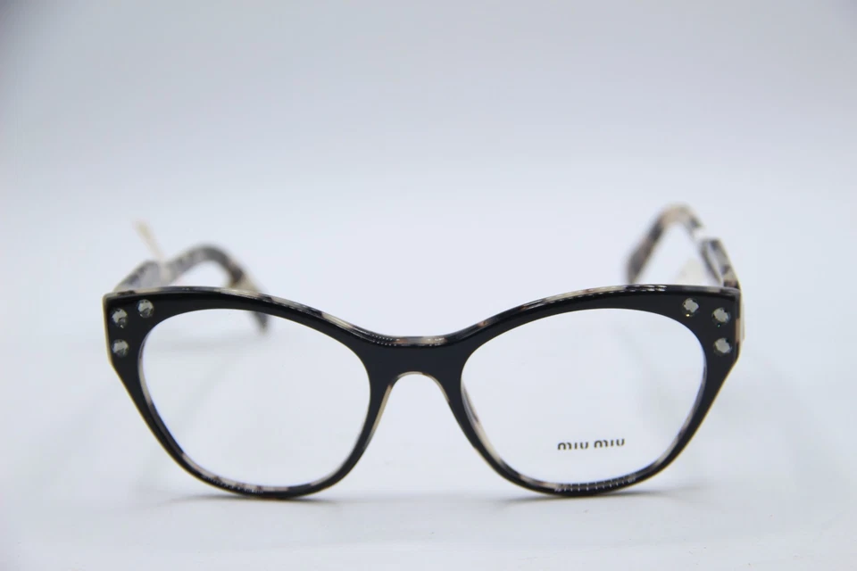全新 MIU MIU VMU 02R ROK-1O1 黑色 HAVANA 正品框架 眼镜 52-18 — 第 2/4 张图片