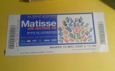 Ticket Matisse ein zweites Leben Musée du Luxembourg Paris gebraucht 10.05.2005