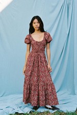 Christy Dawn Dress Womens Large Red Floral Rouge Rosette Brynne NWT