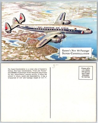 Eastern Air Lines Super Constellation Airliner Postcard