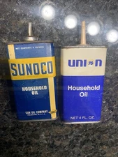Vintage Antique Sunoco and Union 76 Household Oil Tin Can 4oz ⛽️empty