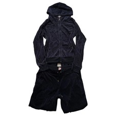 Juicy Couture navy Velour Tracksuit Set Hoodie  Drawstring Pants Size XL/M