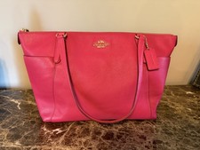 COACH Hot Pink Ruby Ava II Pebbled Leather F37216 Full Zip Tote Purse Bag
