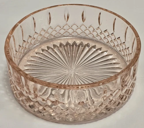 Pink Depression Glass Candy Dish Princess Diamond Point - Indiana Glass Company