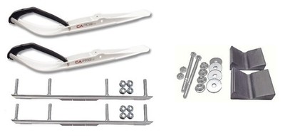 C&A Pro White Razor Snowmobile Skis w/ 4.5'' Shaper Bars Complete Kit Yamaha