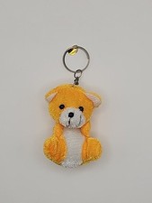 Mini soft Yellow White Toy Teddy Bear Keychain 2"