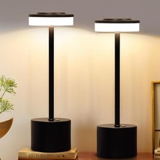 2 Pack Black Cordless Table Lamp Portable LED Desk Lamp 5000mAh Battery Operated