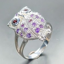 Unique ring Natural Amethyst Ring 925 Sterling Silver Size 8 /R460695