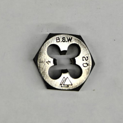 1/4''-20 BSW Hex Die .710'' OD Carbon Steel - British Standard Whitworth