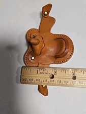 Mini 1- 1/4" Seat  Western Saddle Novelty Tan Leather Cowboy Cowgirl Toy Craft 