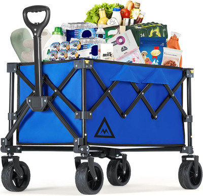 Carro plegable con ruedas grande playa jardin exterior comestibles utilidad azul