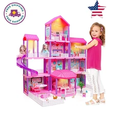 "New Barbie Dreamhouse, Pool Party Doll House with 4 Story Slide "