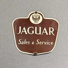 VINTAGE JAGUAR SALES SERVICE PORCELAIN SIGN CAR GAS TRUCK MOTORCYCLE OIL