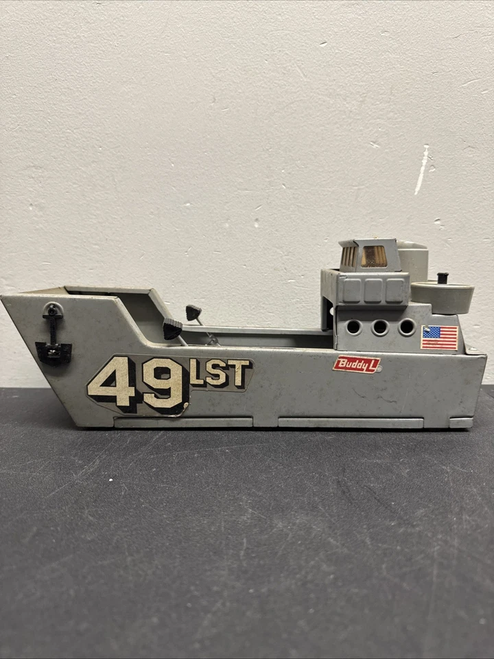 Винтажный Buddy L игрушка армия берег посадочный модуль лодка темно-синий WW2 1960-х металлический аукцион #1 - Изображение 4 из 4