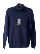 BLOOMINGDALES NWT Size S 100 Cashmere 2-Ply Turtleneck Sweater Navy Blue F74