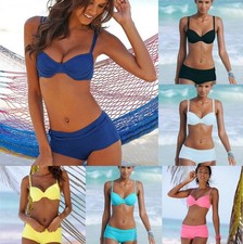 Women Push Up Bra Boy Shorts Bikini Set Summer Padded Bathing Swimsuit Beachwear