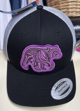 Columbia snapback cap black gray purple animal print bear embroidered patch 25