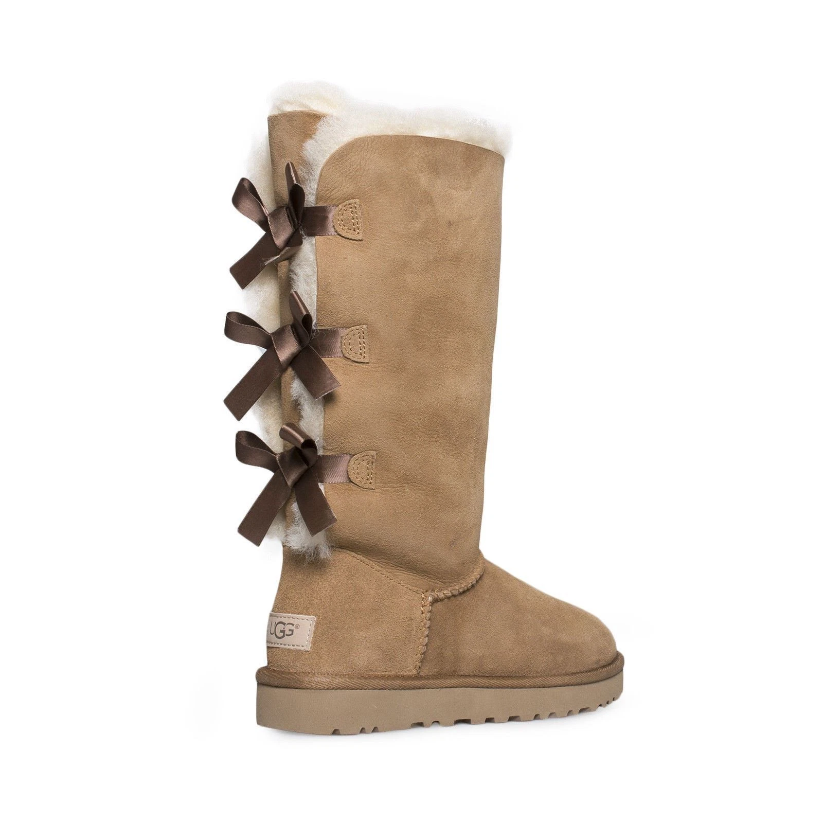 UGG BAILEY BOW II TALL CHESTNUT SUEDE WATERRESISTANT WOMENS BOOTS SIZE US 7 NEW